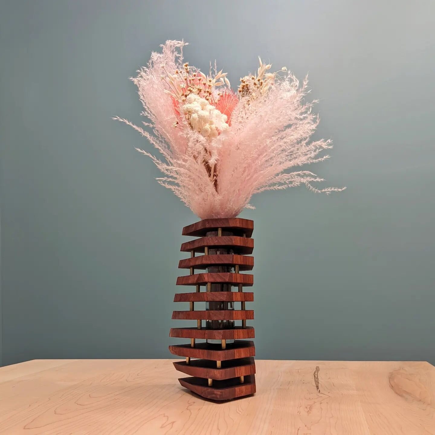 Happy Valentine's Day! 
Walnut Vase with Brass Accents