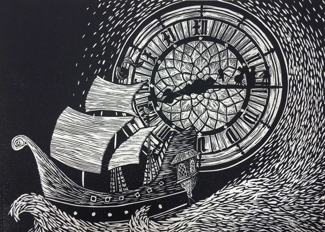 Peter Pan Linoleum Cut Print