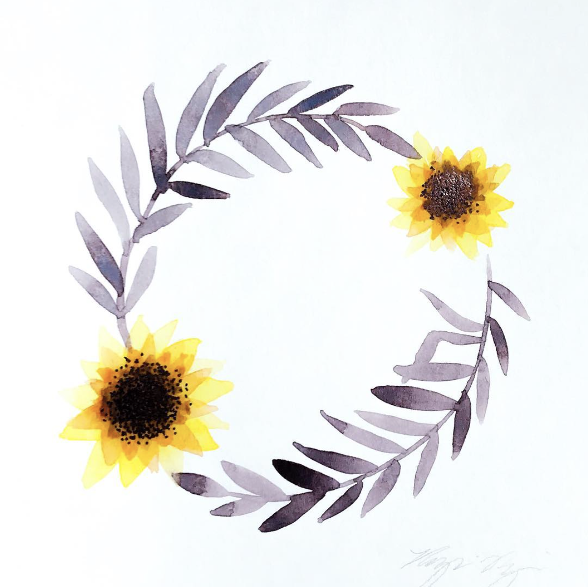 Sunflower Wreath Watercolor