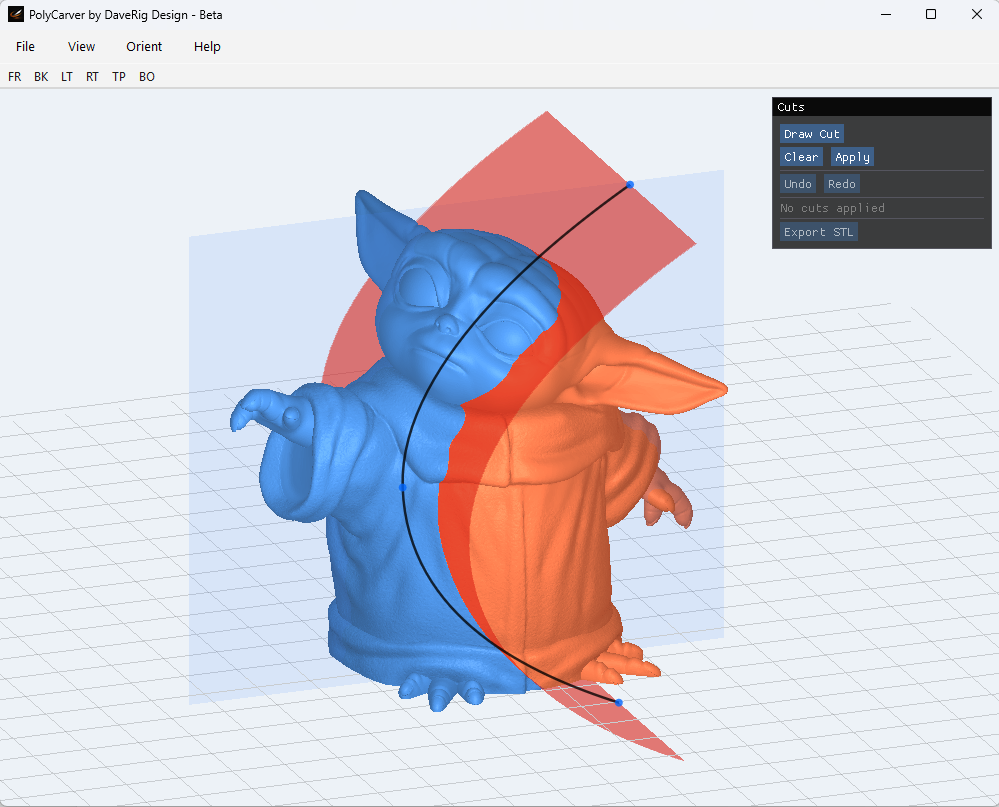 3D model of a cartoon creature resembling a baby dragon or dinosaur in a hoodie, displayed in a 3D design software interface.
