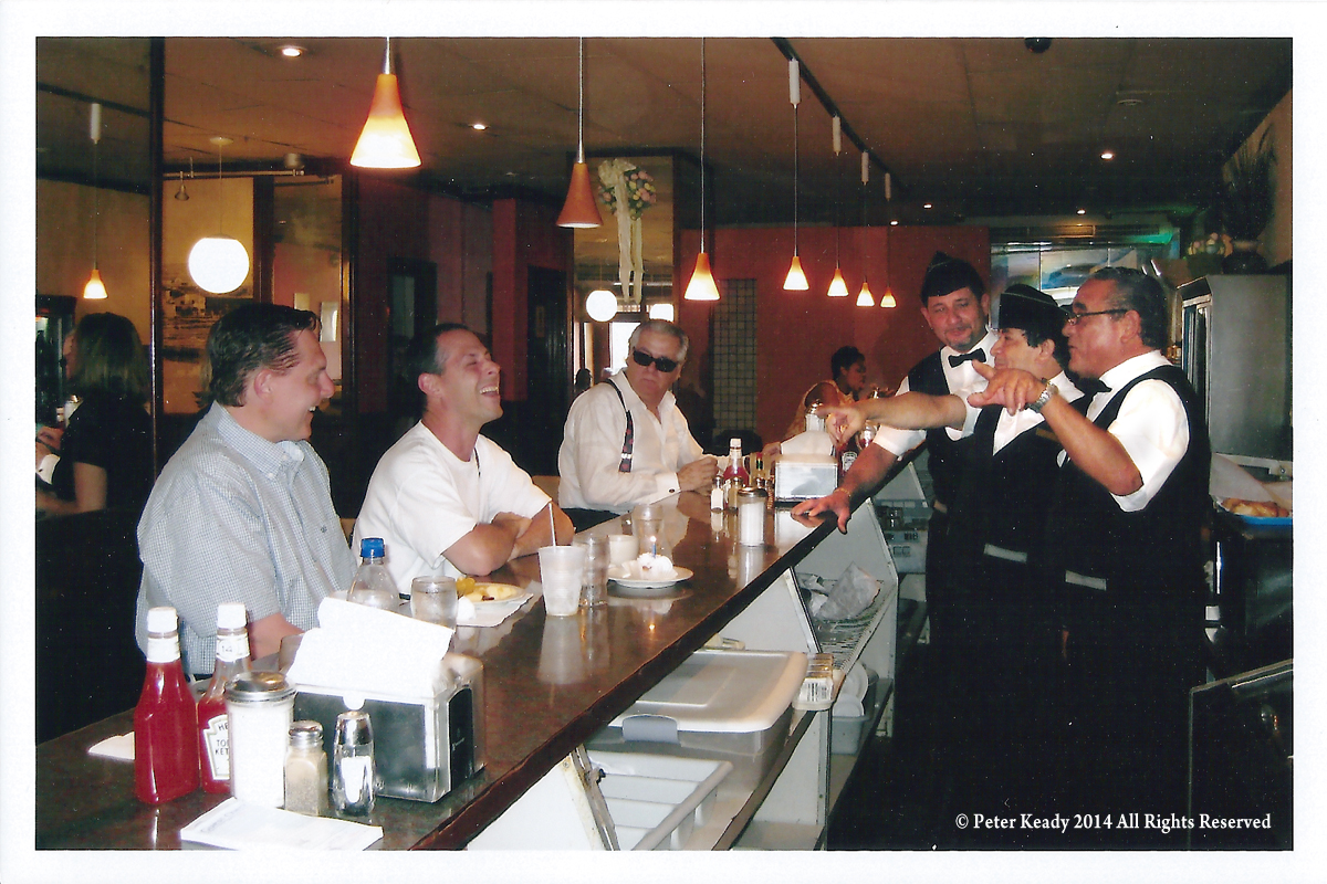 If I hadn't sat at the counter, would the staff had sung, "Feliz Cumpleanos" to me, in harmony, on my birthday? At least I don't have to wonder! My brother Vince is on the left. The staff were fantastic, I'll never forget them! You can see the massive coffee machine on the far right, behind the staff. Cool!