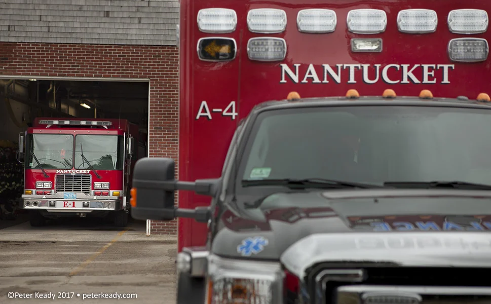 Apparatus for the Nantucket, MA, main fire station at the ready - dispatching on a moment's notice - defending, protecting and rescuing.