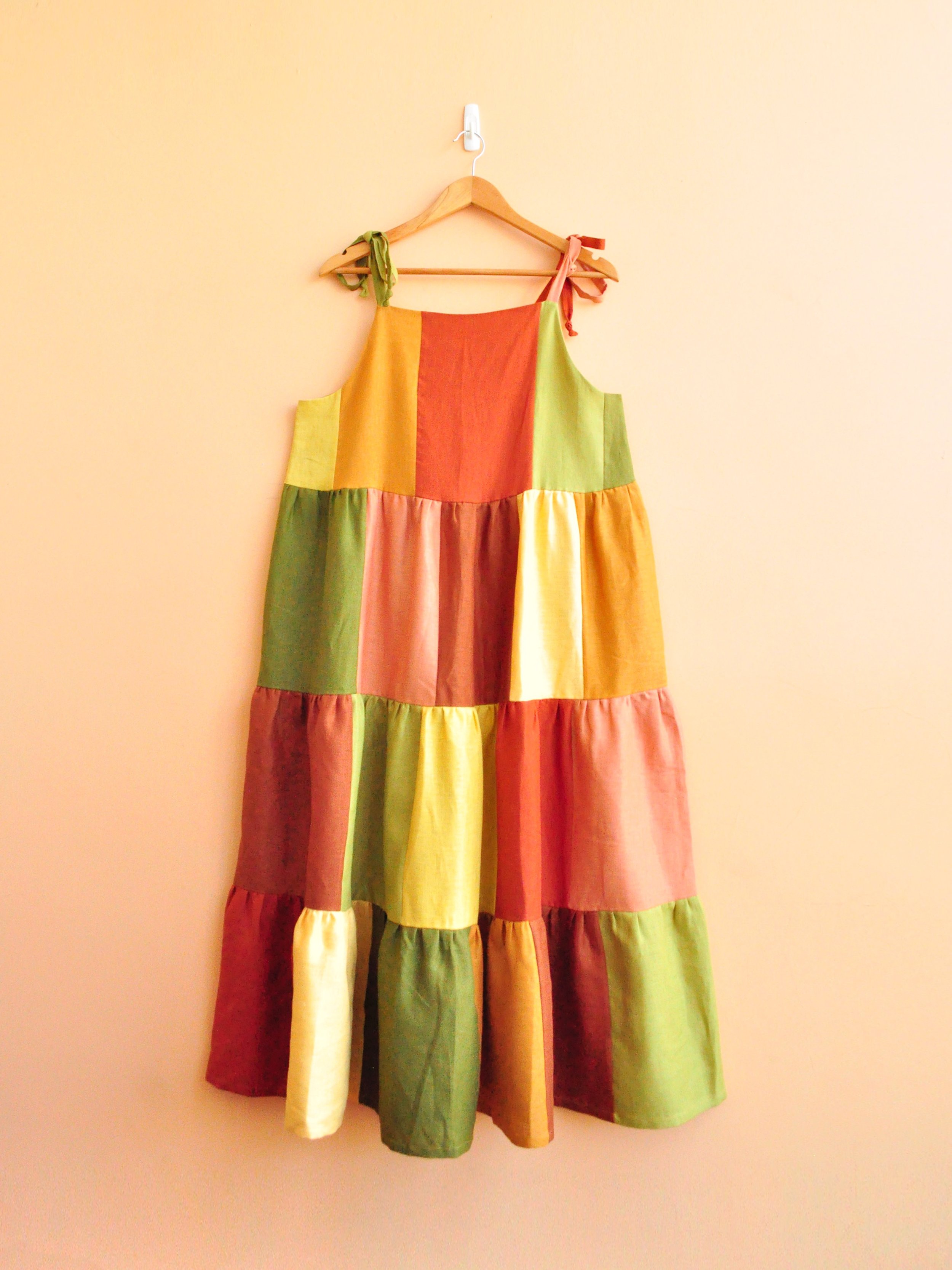 Tiered Citrine Dress - Autumn Leaves - Size Medium