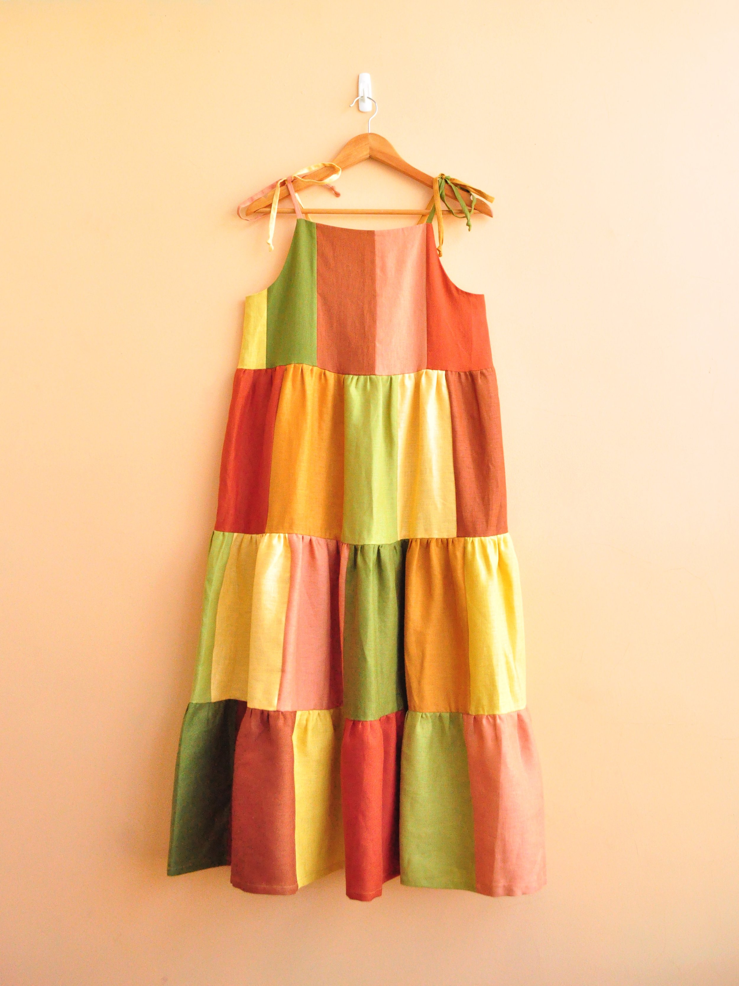 Tiered Citrine Dress - Autumn Leaves - Size Small