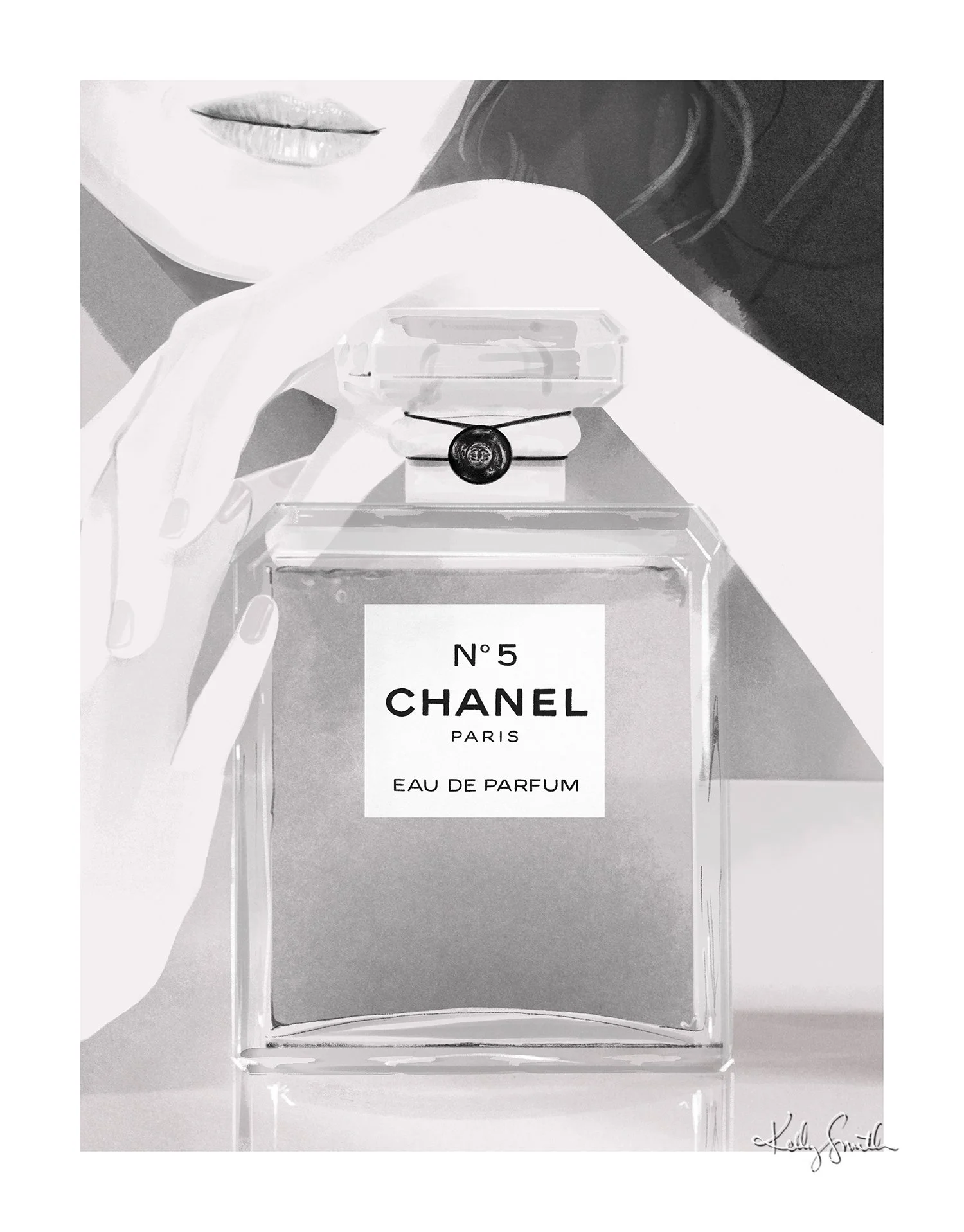 Chanel Nº5 bottle being cradled by a woman's hand.