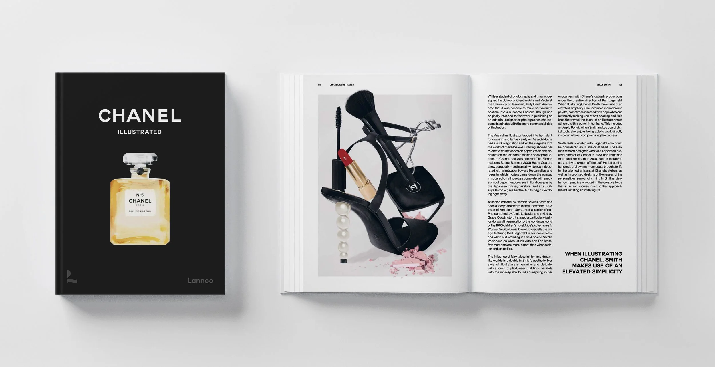Chanel Illustrated book cover and inside spread featuring artist, Kelly Smith.