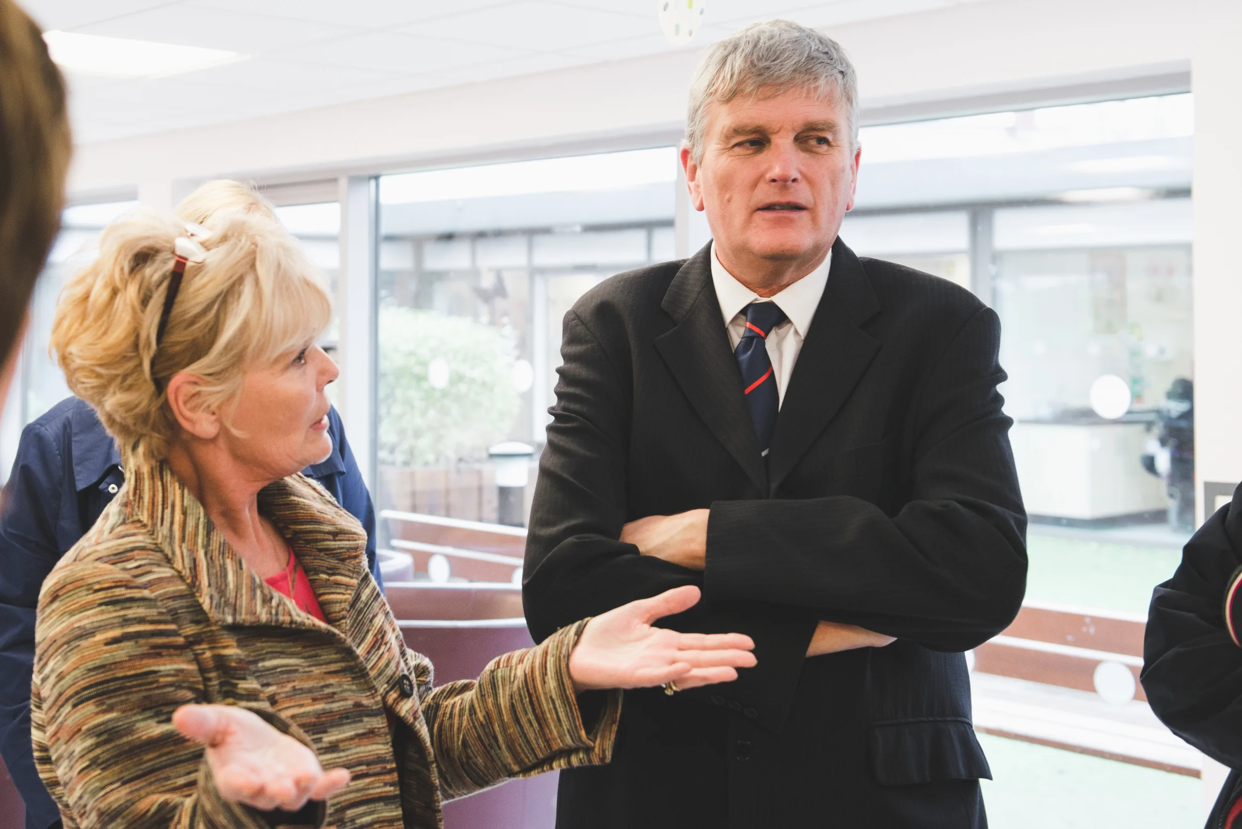 Carers Forum on Learning Disability Chairperson Anne Blake discussing the impact of welfare reform on people with learning disabilities with the Health Minister Jim Wells