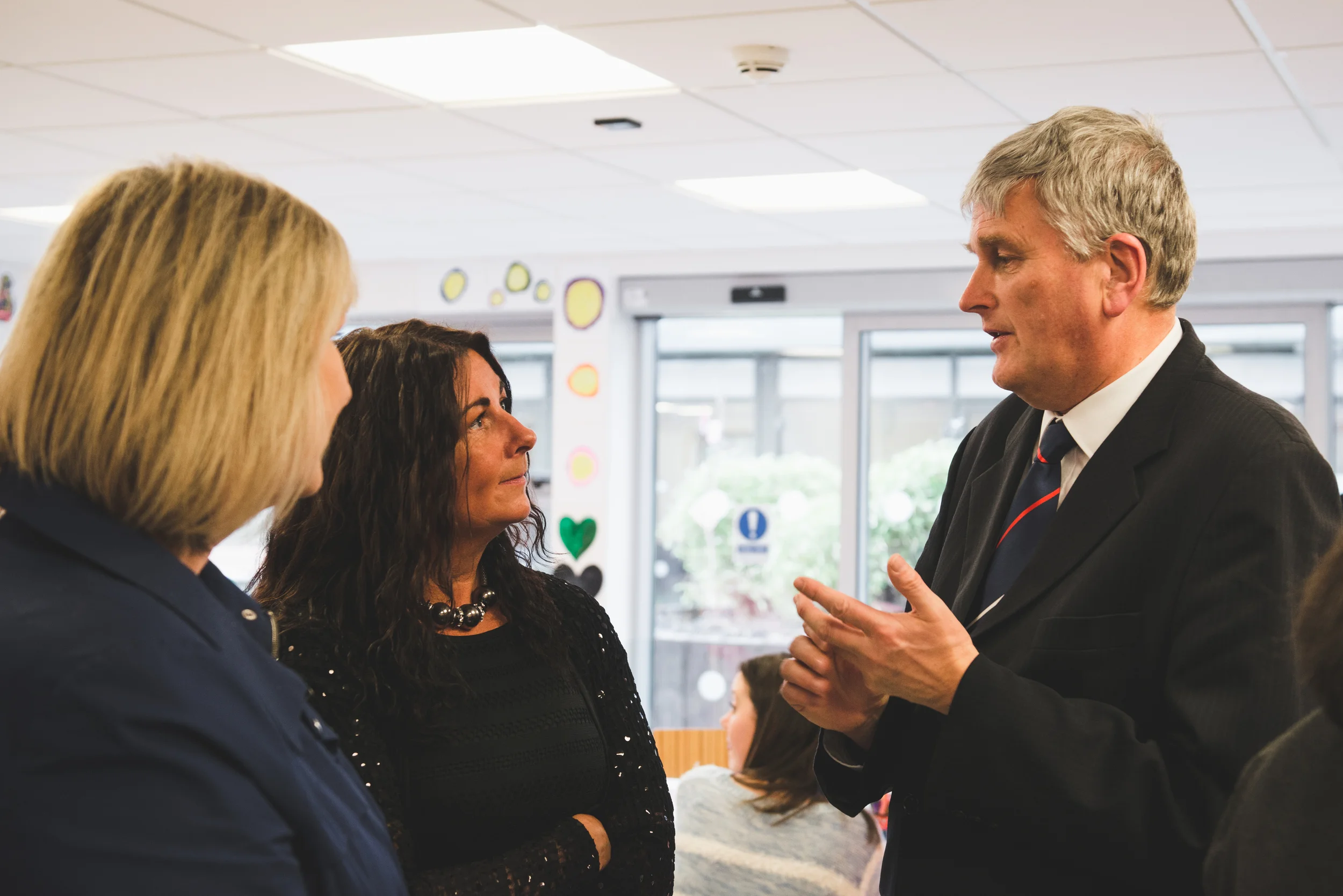 Health Minister Jim Wells talks with The Carers Forum on Learning Disabilities Treasurer Michelle Edgar