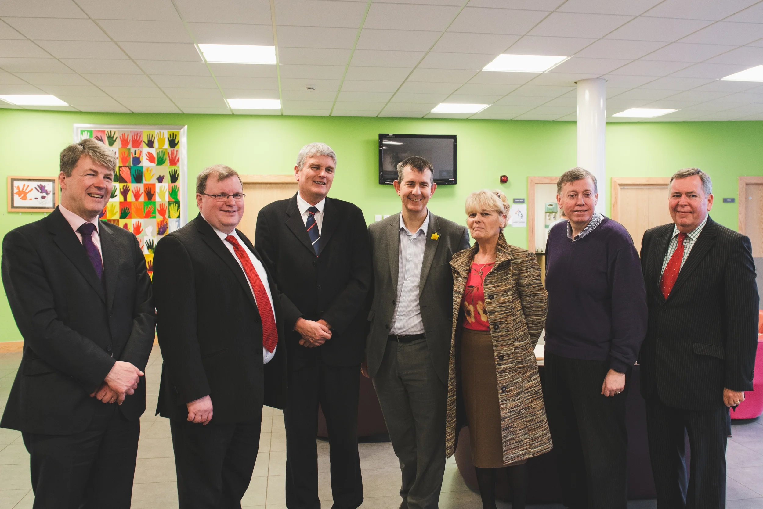  Hugh McCaughey Chief Executive of the South Eastern HSC Trust, Jonathon Craig MLA, Health Minister Jim Wells, Edwin Poots MLA, Anne Blake Chairperson of The Lisburn Carers Forum on Learning Disability, Lisburn Councillor Paul Porter and Colm McKenna Chairman of the South Eastern HSC Trust