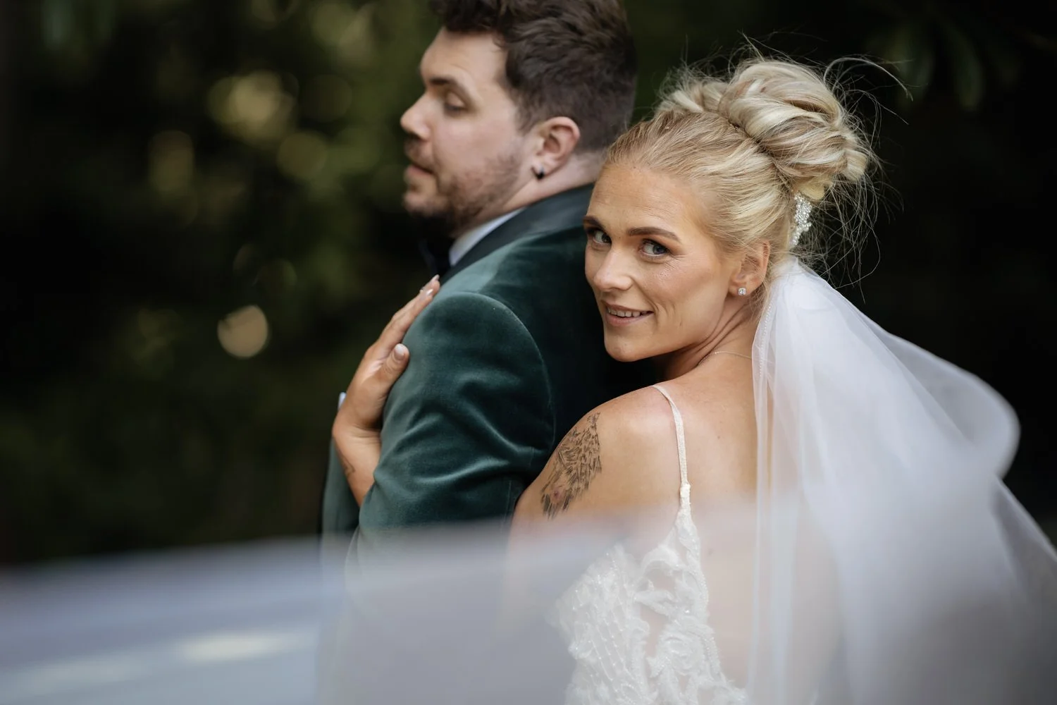 Humanist wedding ceremony in walled garden at Larchfield Estate 49