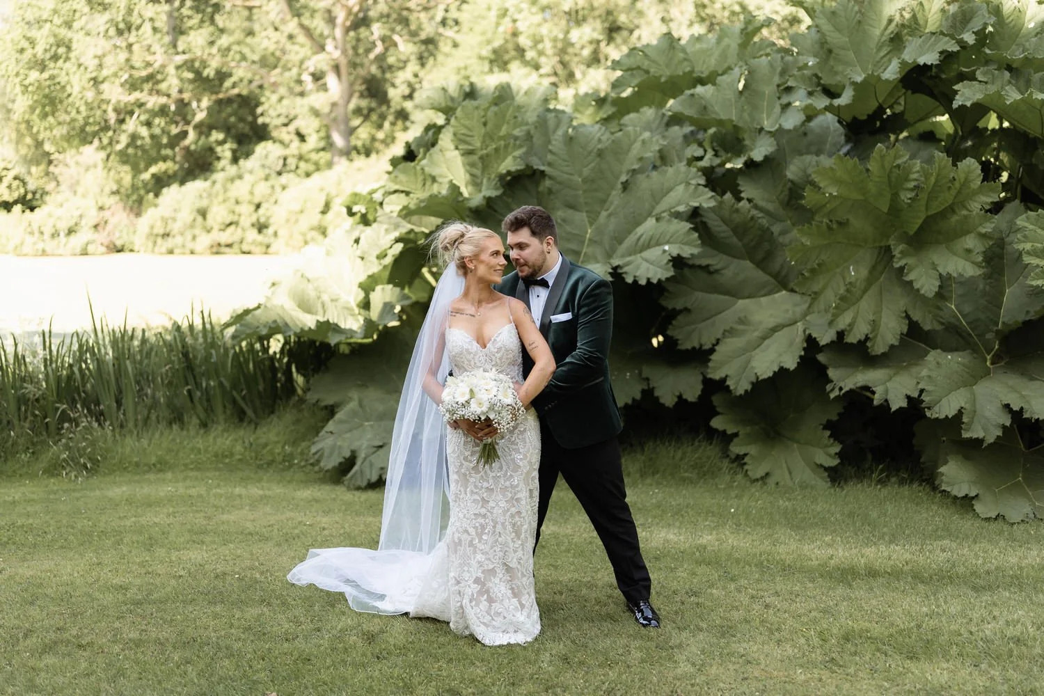 Humanist wedding ceremony in walled garden at Larchfield Estate 37