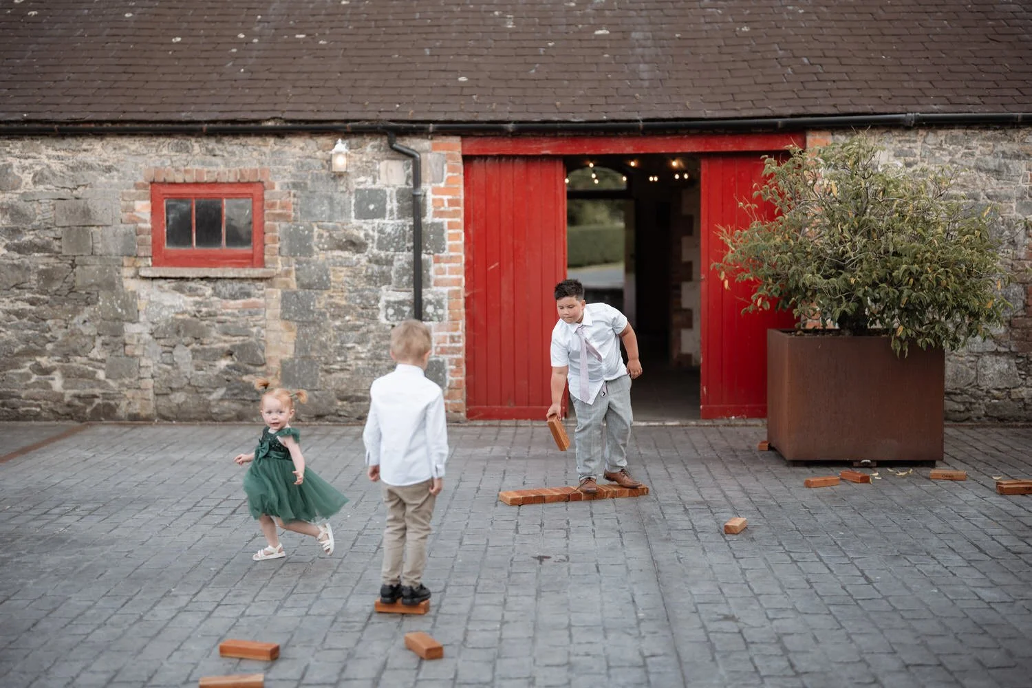 Humanist wedding ceremony in walled garden at Larchfield Estate 74