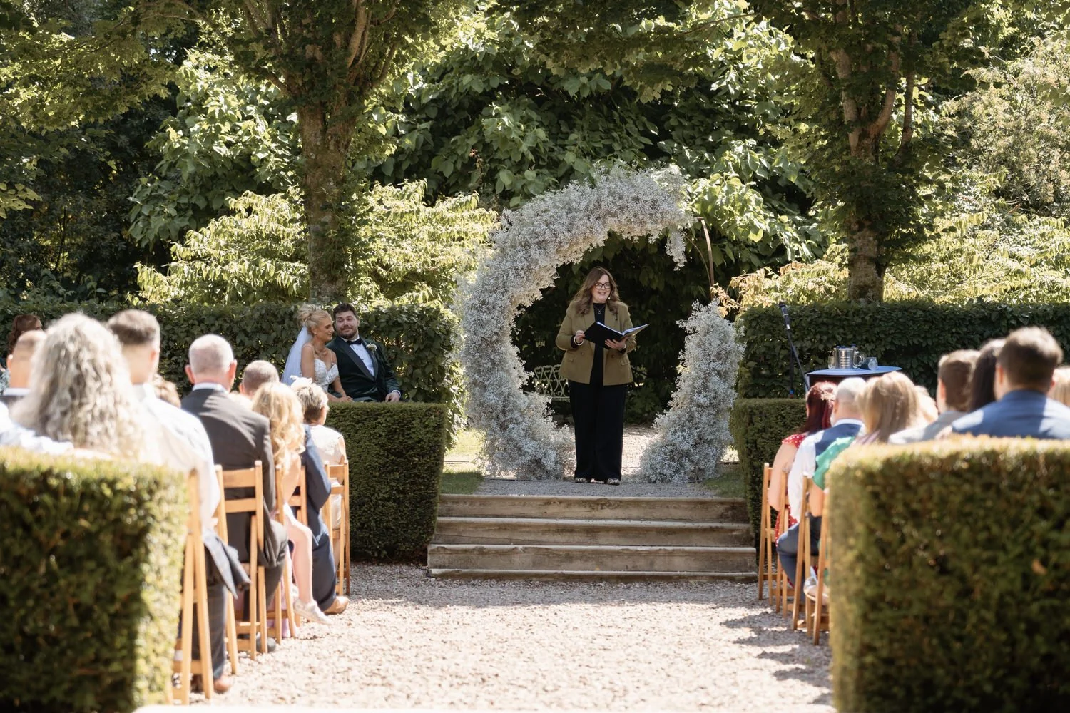 Humanist wedding ceremony in walled garden at Larchfield Estate 19