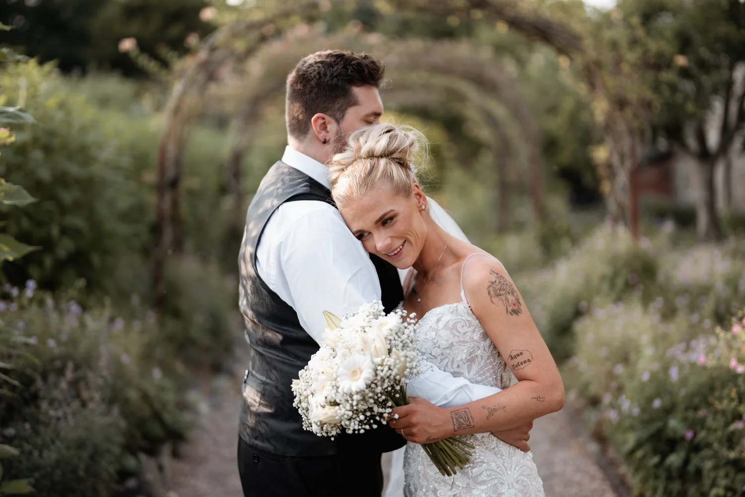 Humanist wedding ceremony in walled garden at Larchfield Estate 64