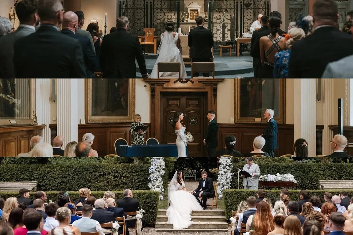 Grid of church, registry office, and humanist wedding ceremonies in Northern Ireland
