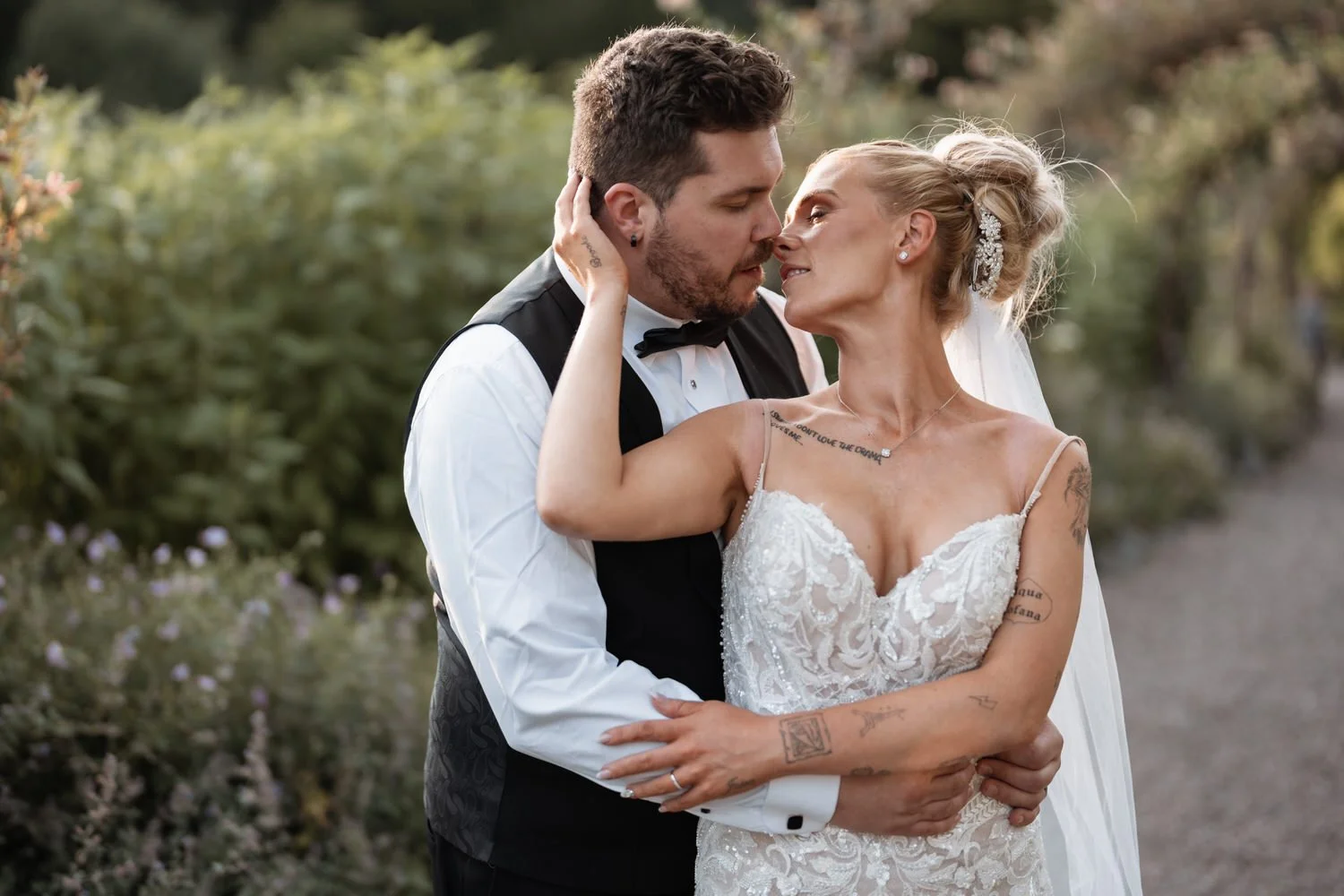 Humanist wedding ceremony in walled garden at Larchfield Estate 65