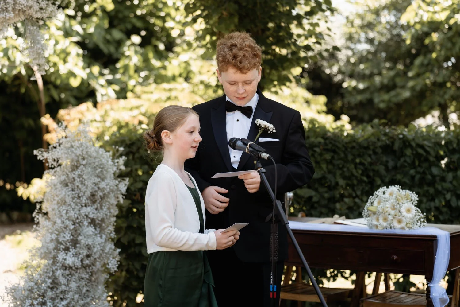 Humanist wedding ceremony in walled garden at Larchfield Estate 18