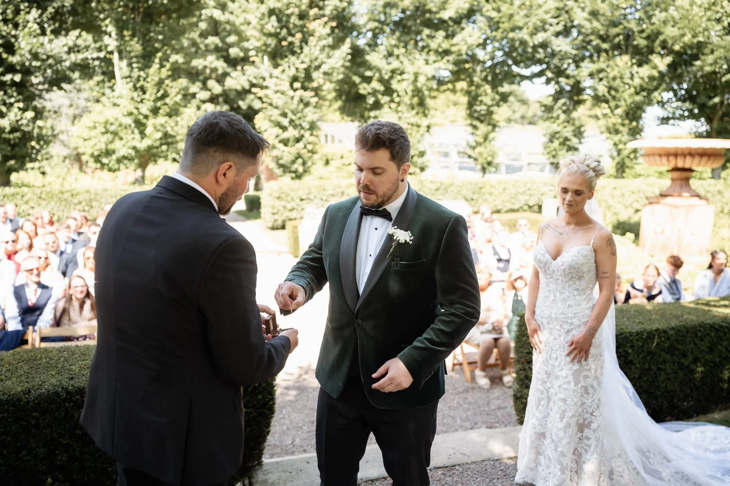 Humanist wedding ceremony in walled garden at Larchfield Estate 21