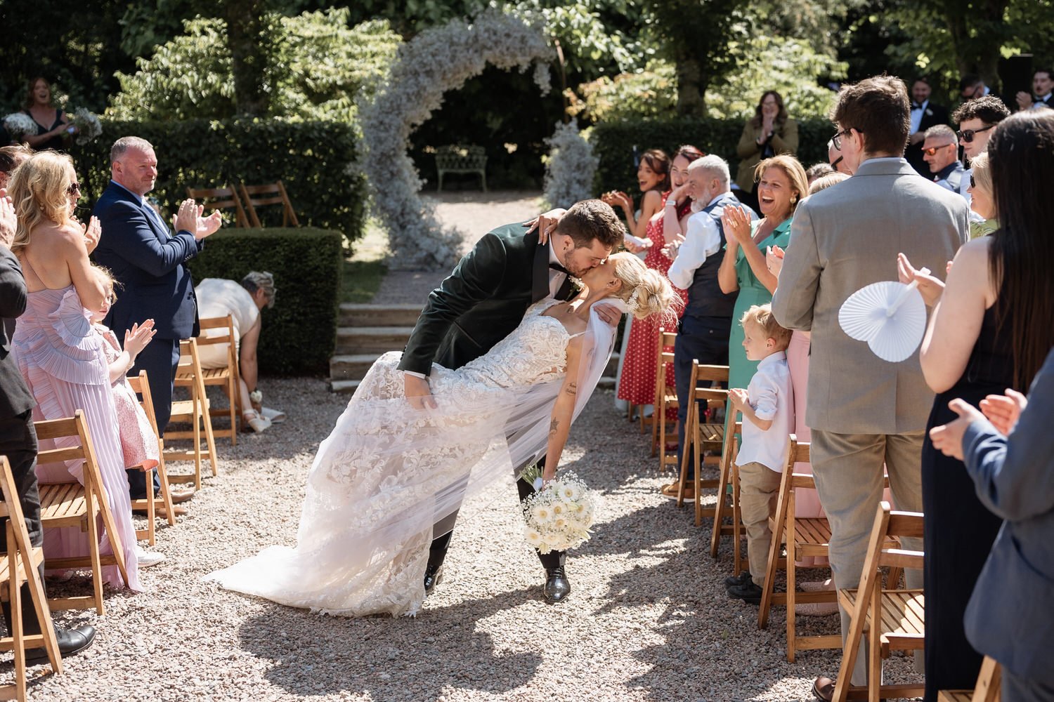Humanist wedding ceremony in walled garden at Larchfield Estate 28