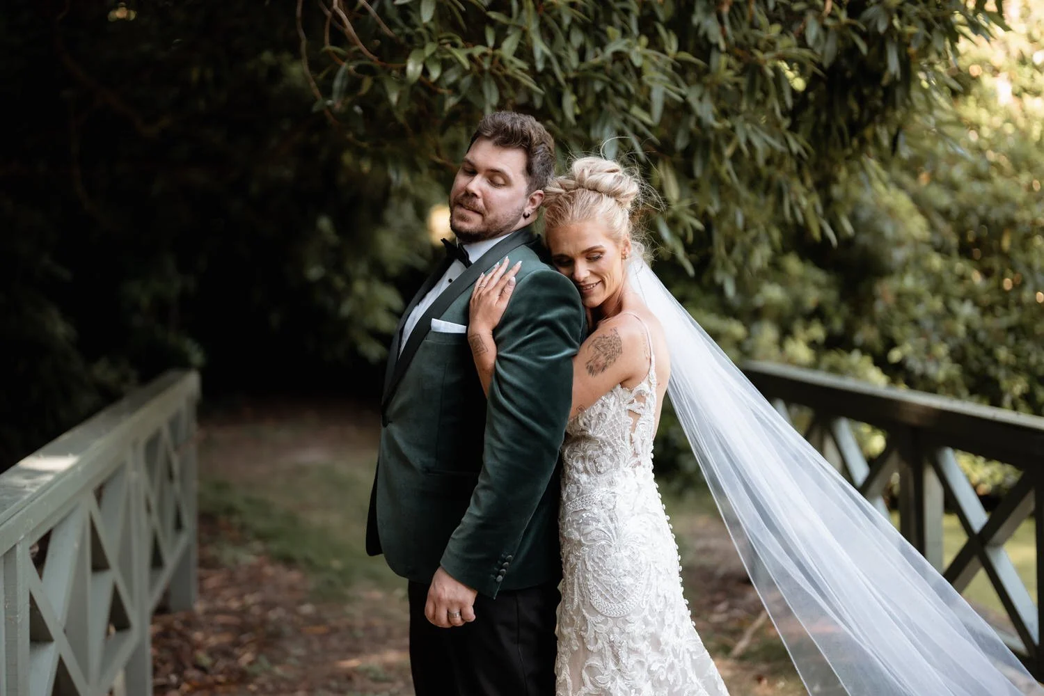 Humanist wedding ceremony in walled garden at Larchfield Estate 48