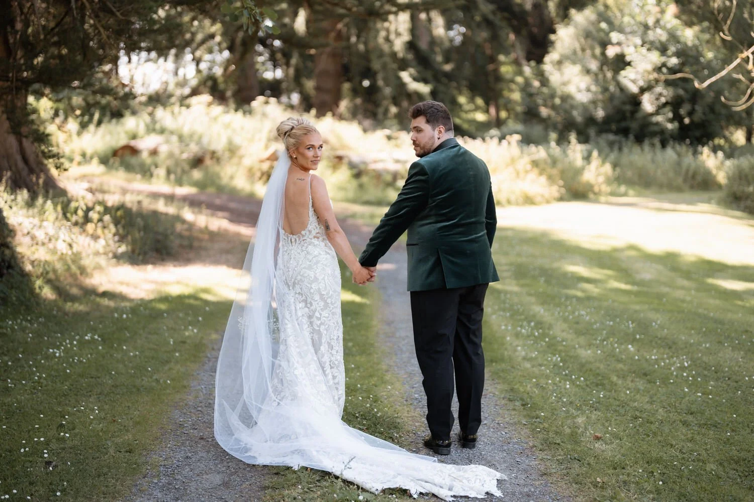 Humanist wedding ceremony in walled garden at Larchfield Estate 41