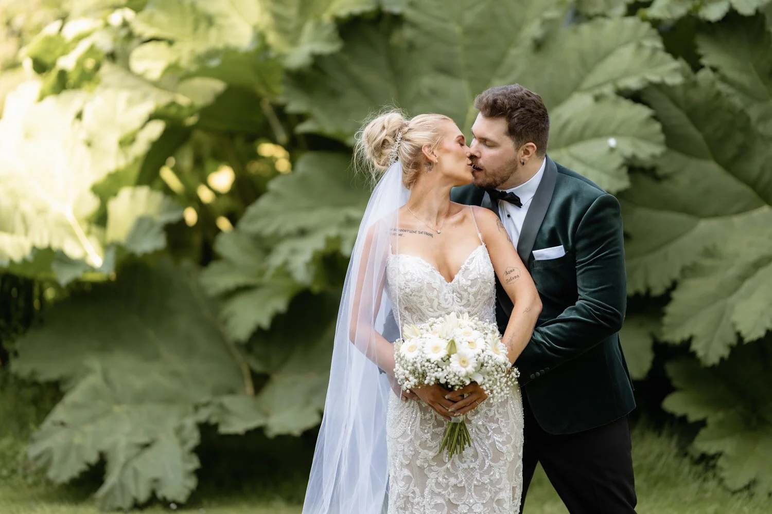 Humanist wedding ceremony in walled garden at Larchfield Estate 38