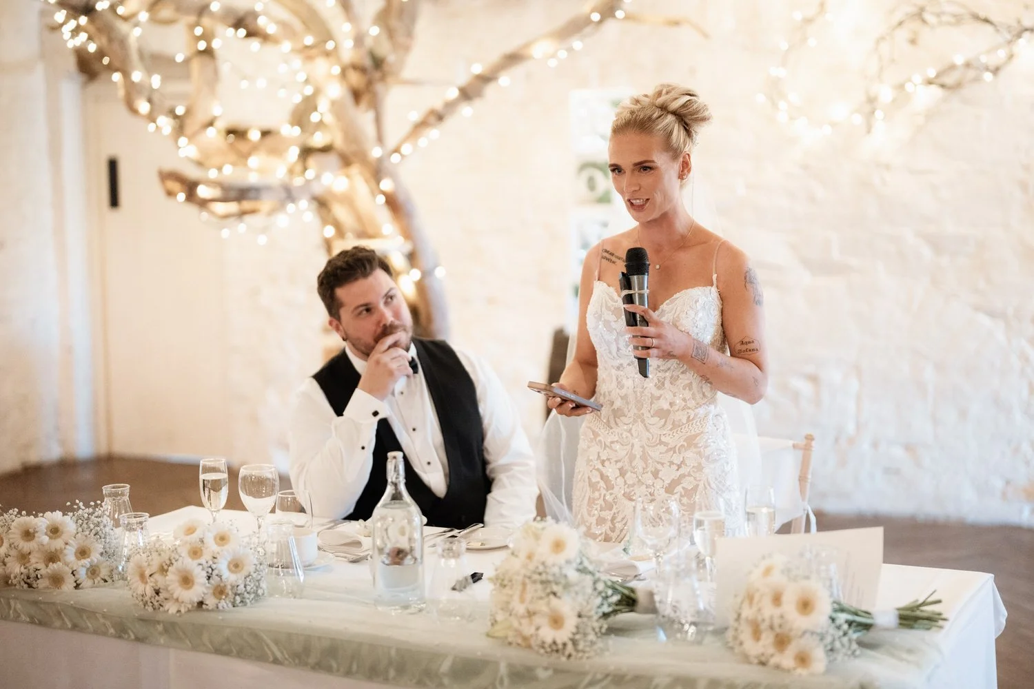 Humanist wedding ceremony in walled garden at Larchfield Estate 61