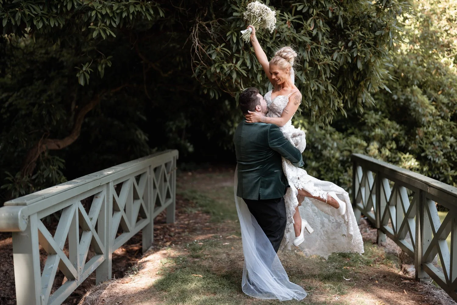 Humanist wedding ceremony in walled garden at Larchfield Estate 47