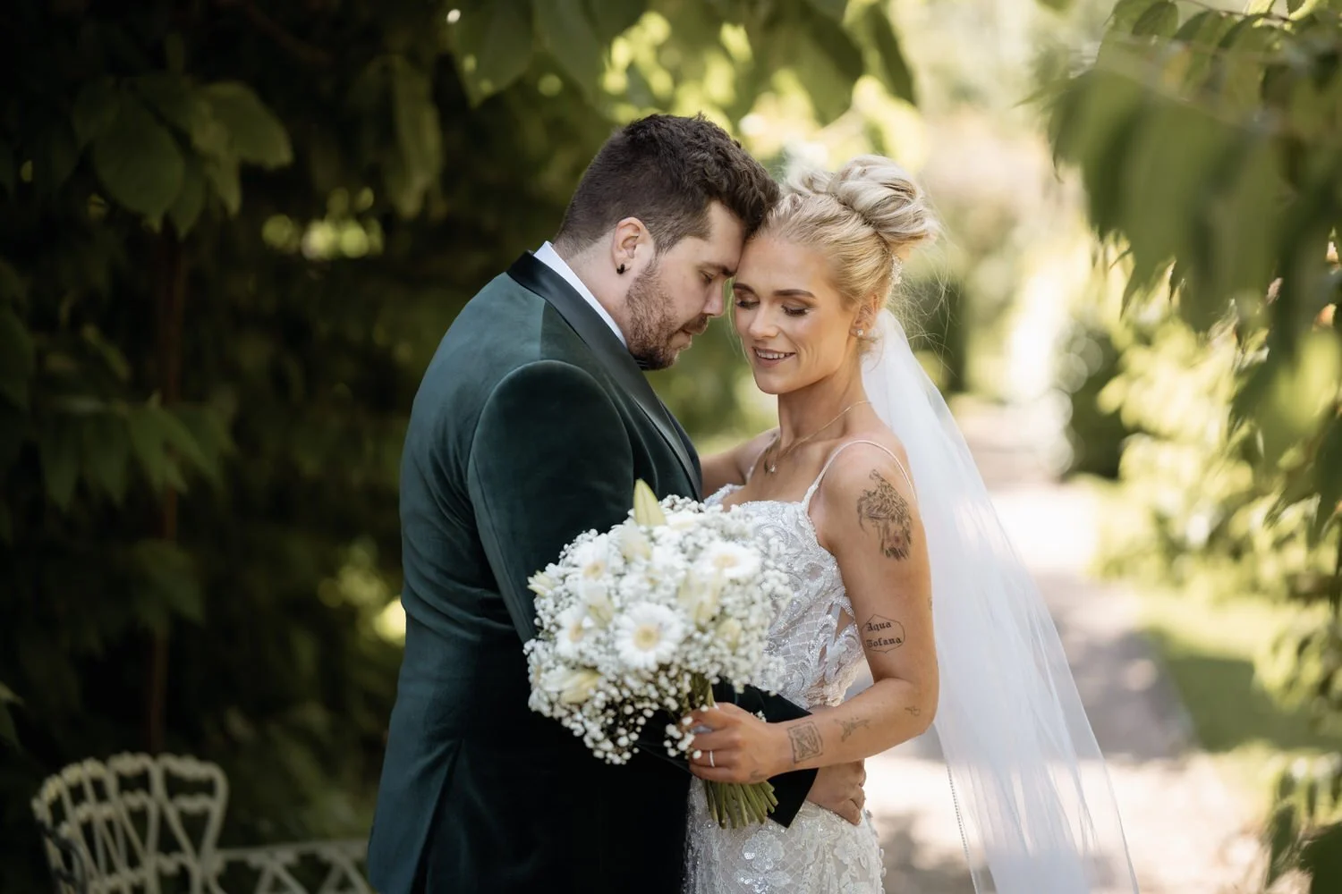 Humanist wedding ceremony in walled garden at Larchfield Estate 33