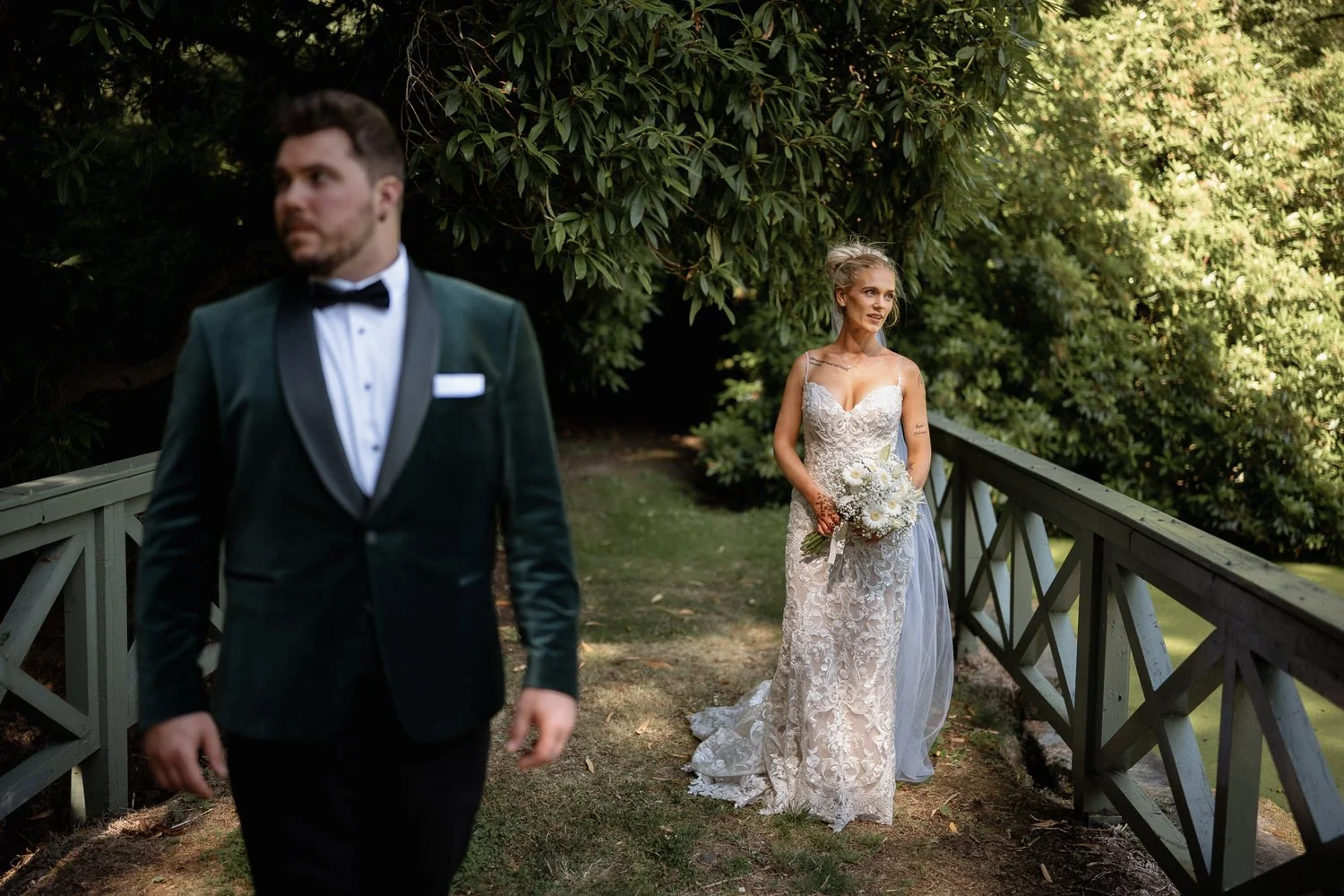 Humanist wedding ceremony in walled garden at Larchfield Estate 45