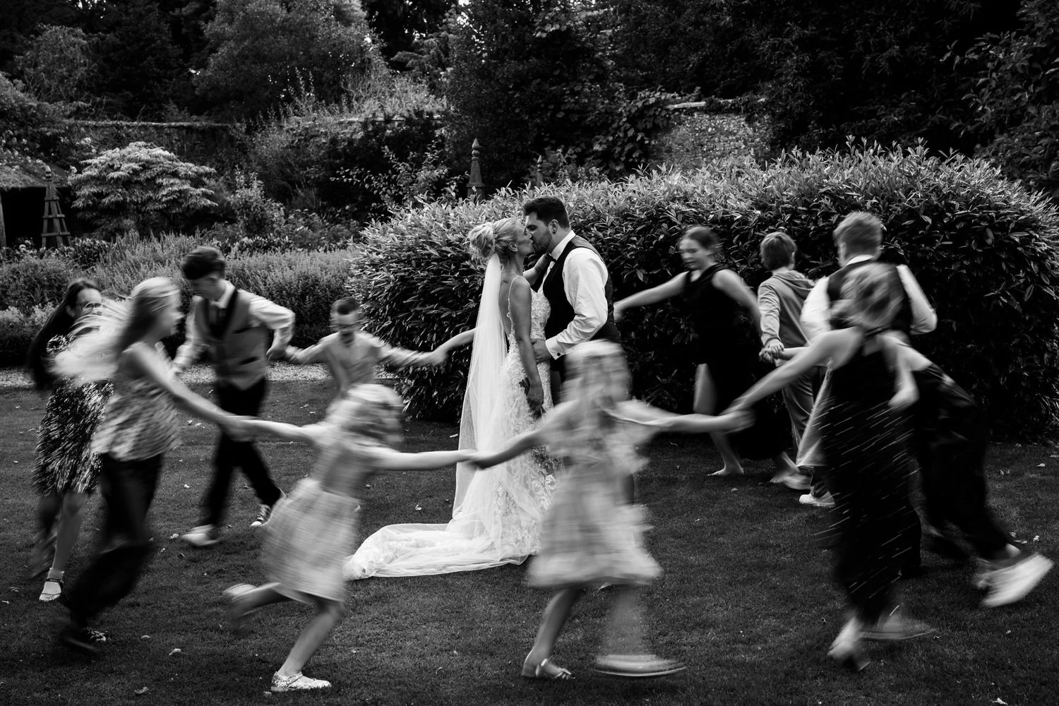 Humanist wedding ceremony in walled garden at Larchfield Estate 71
