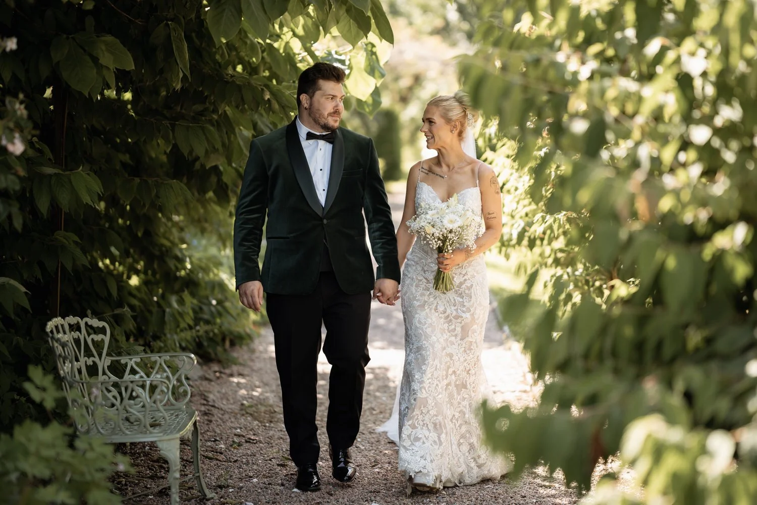 Humanist wedding ceremony in walled garden at Larchfield Estate 32