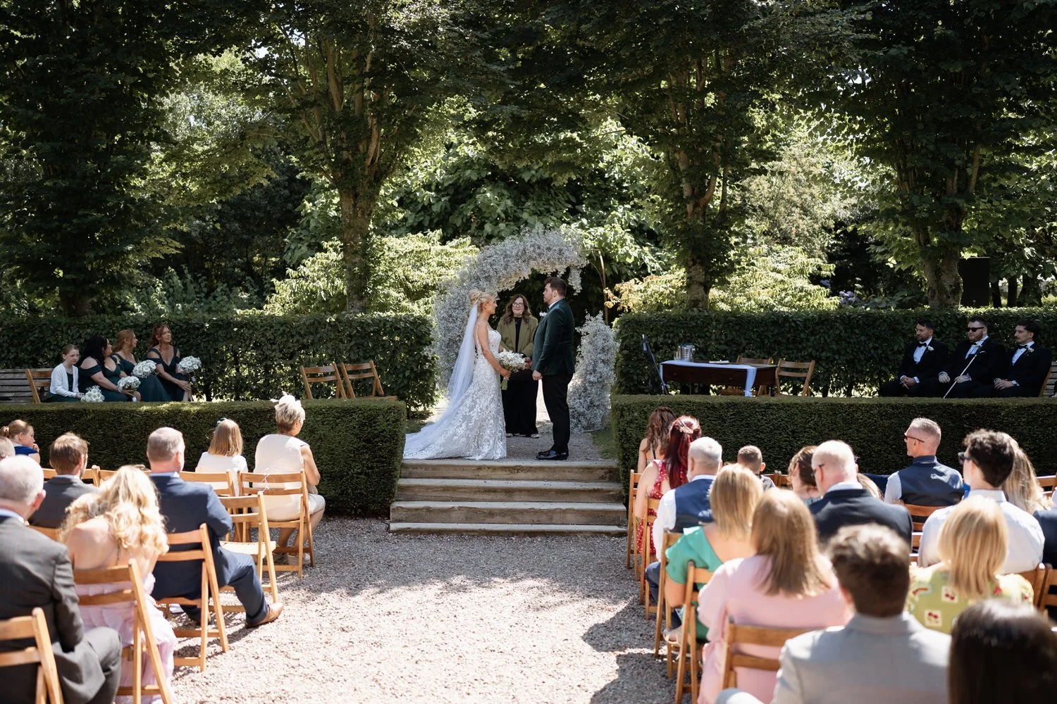 Humanist wedding ceremony in walled garden at Larchfield Estate 27
