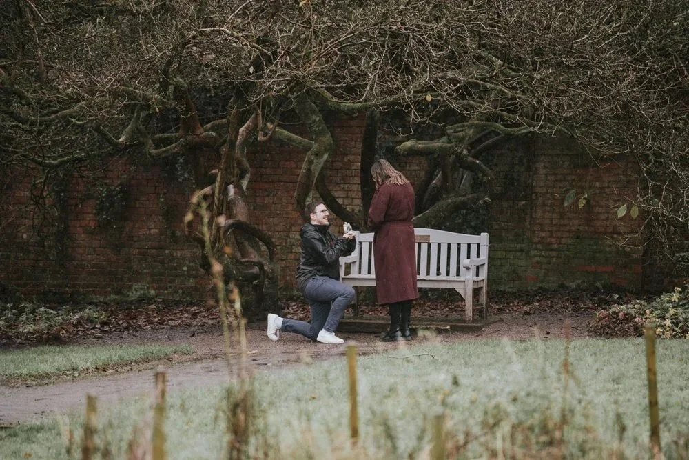 A wedding proposal in heavy rain in Belfast