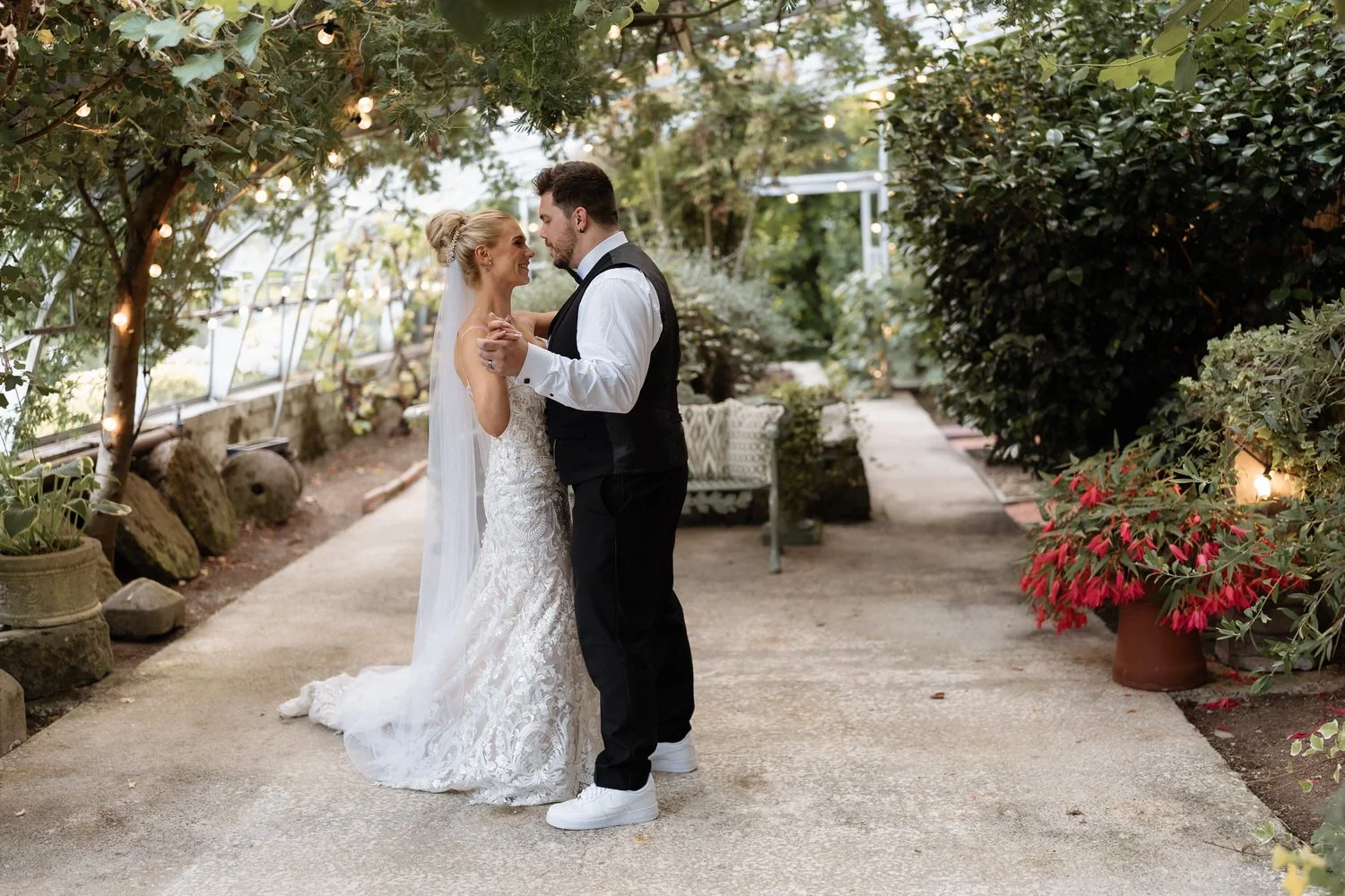 Humanist wedding ceremony in walled garden at Larchfield Estate 72