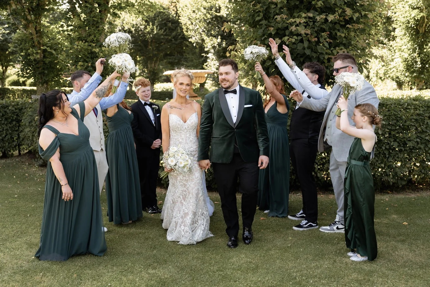Humanist wedding ceremony in walled garden at Larchfield Estate 53