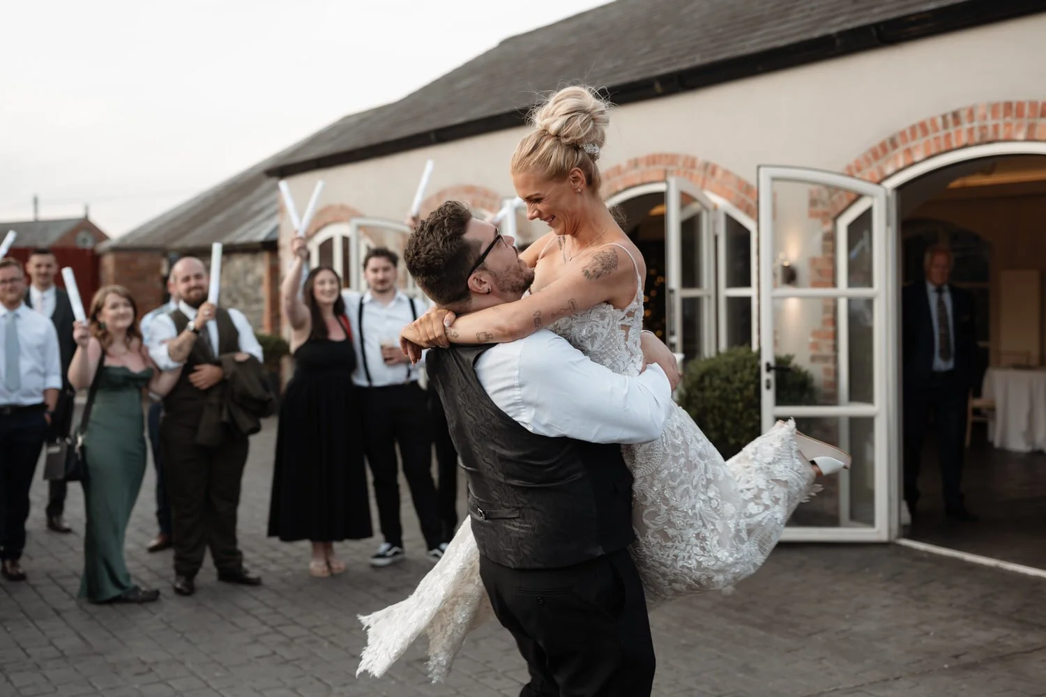 Humanist wedding ceremony in walled garden at Larchfield Estate 80