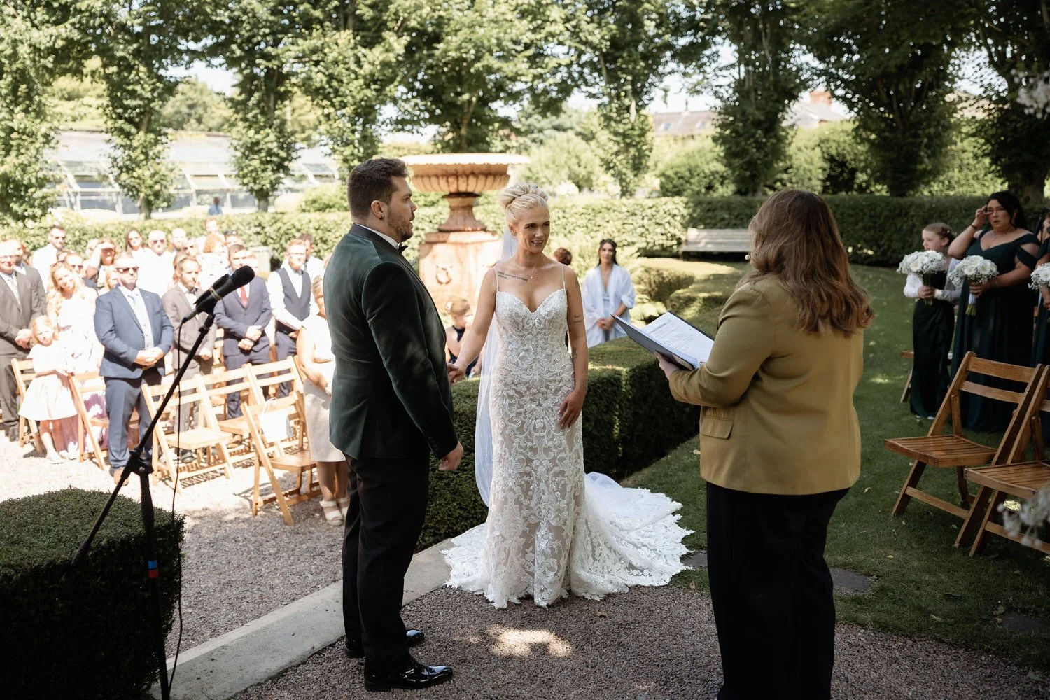 Humanist wedding ceremony in walled garden at Larchfield Estate 16