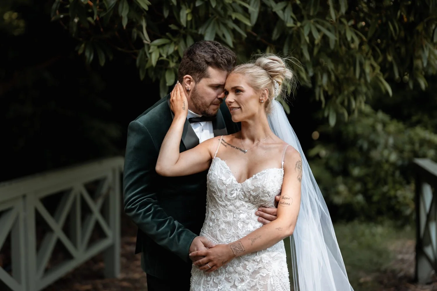 Humanist wedding ceremony in walled garden at Larchfield Estate 44
