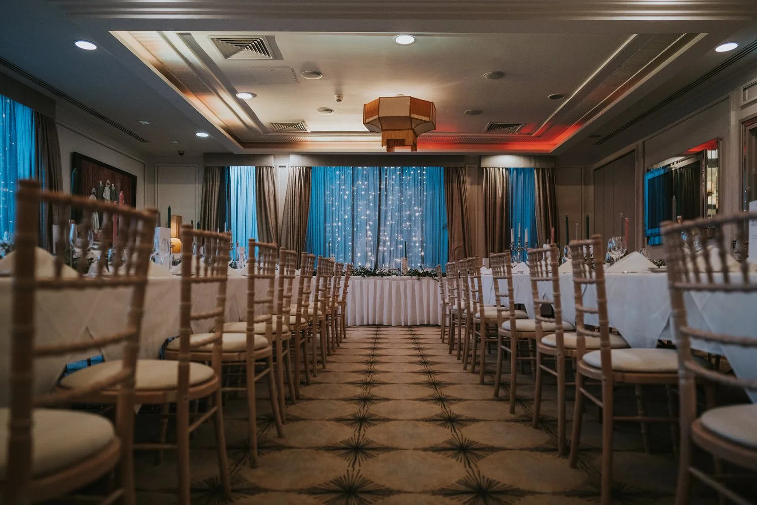 Chairs set out for a ceremony in a room at The Merchant Hotel, Belfast