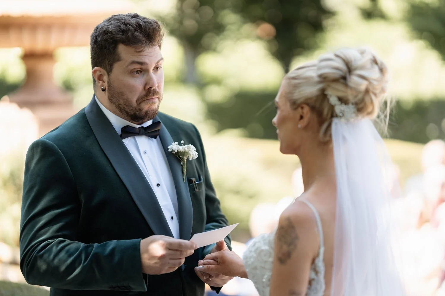 Humanist wedding ceremony in walled garden at Larchfield Estate 20
