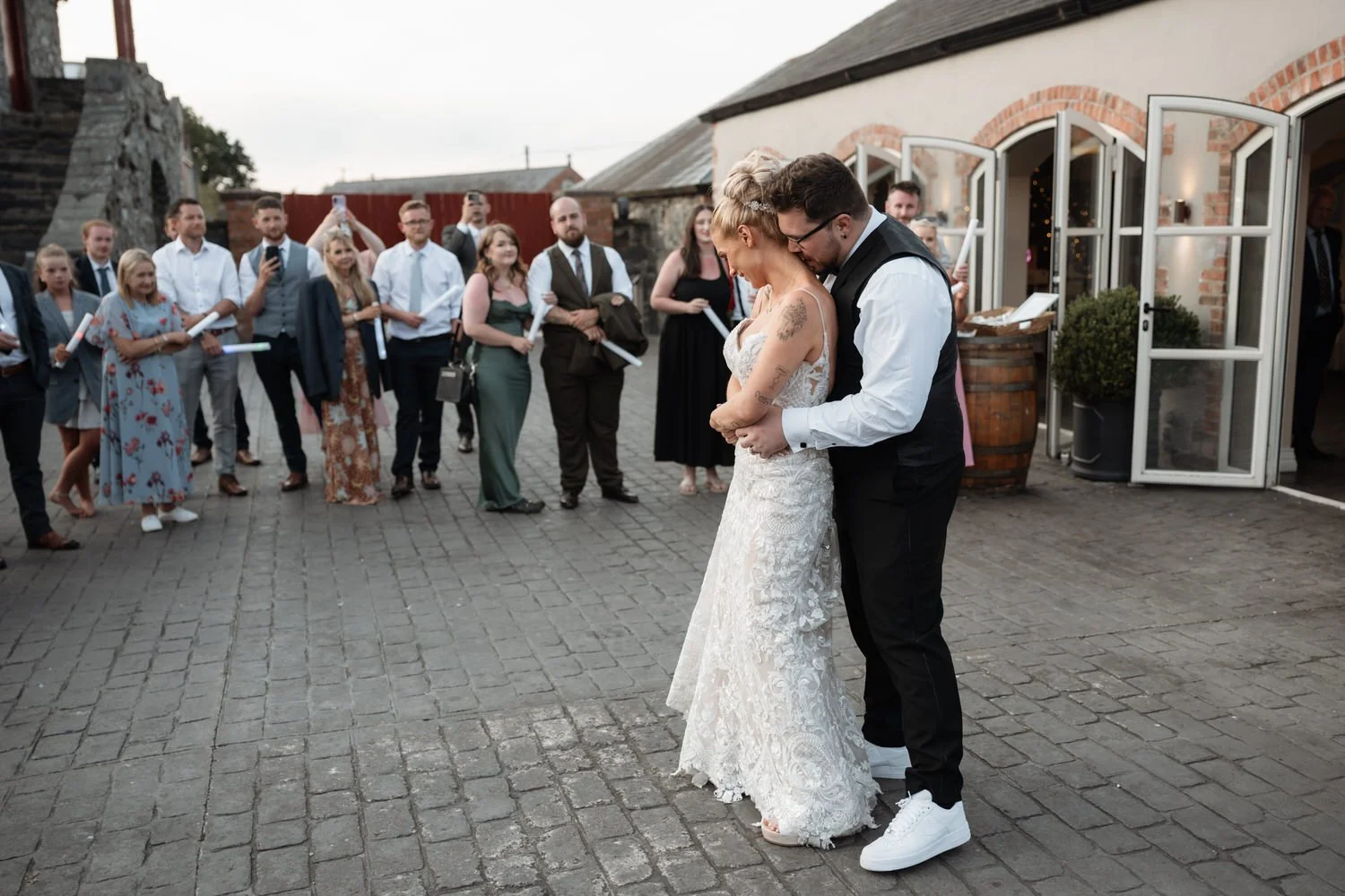 Humanist wedding ceremony in walled garden at Larchfield Estate 79