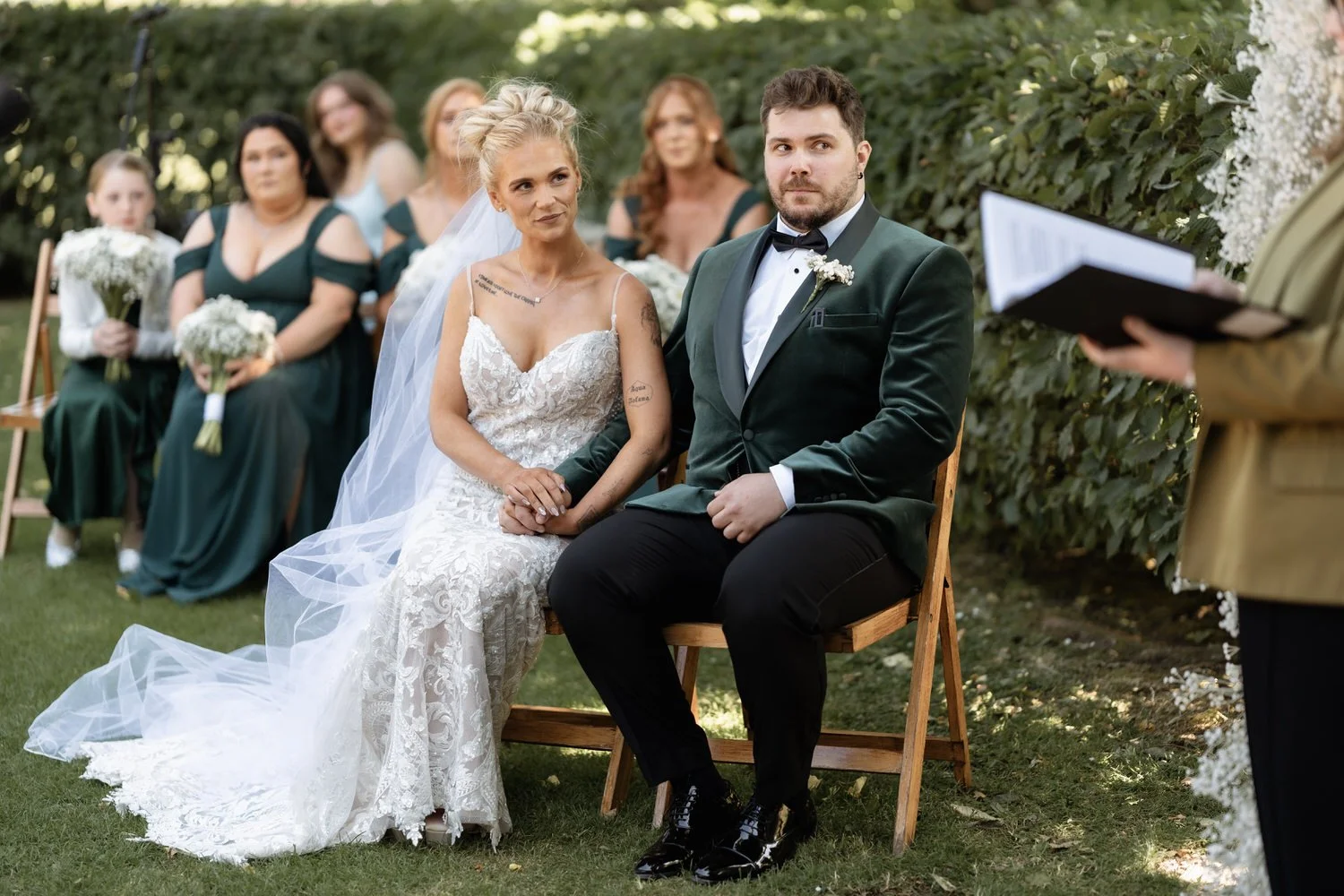 Humanist wedding ceremony in walled garden at Larchfield Estate 17