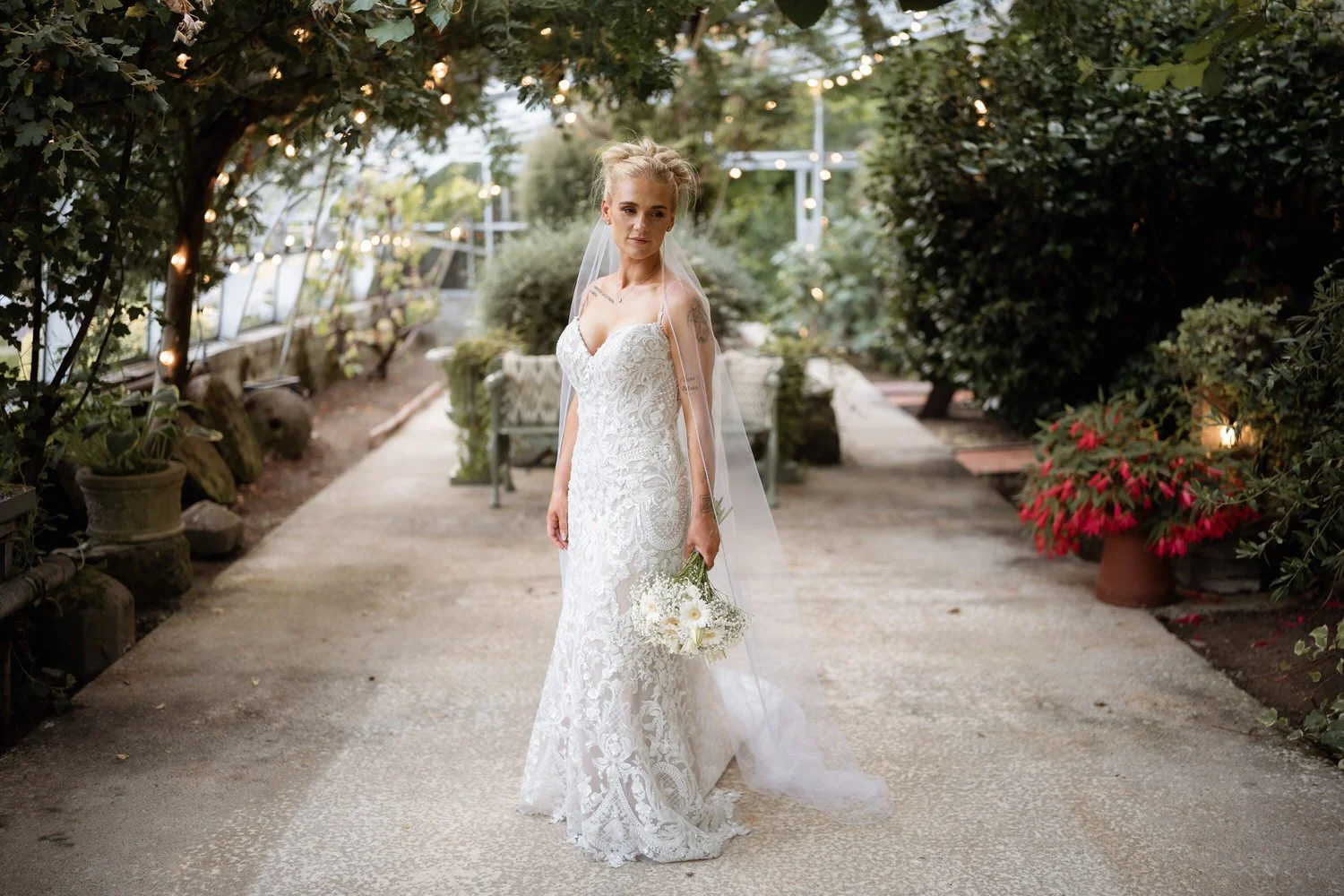 Humanist wedding ceremony in walled garden at Larchfield Estate 68