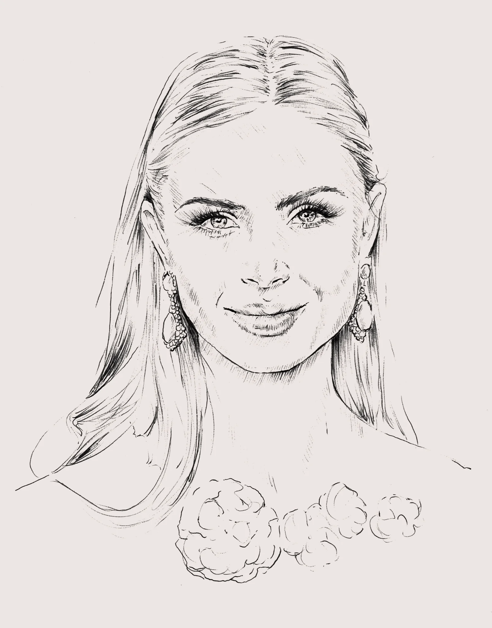 Illustration/Portrait of Georgina Chapman by Caroline Marine Hebel for Achtung Mode