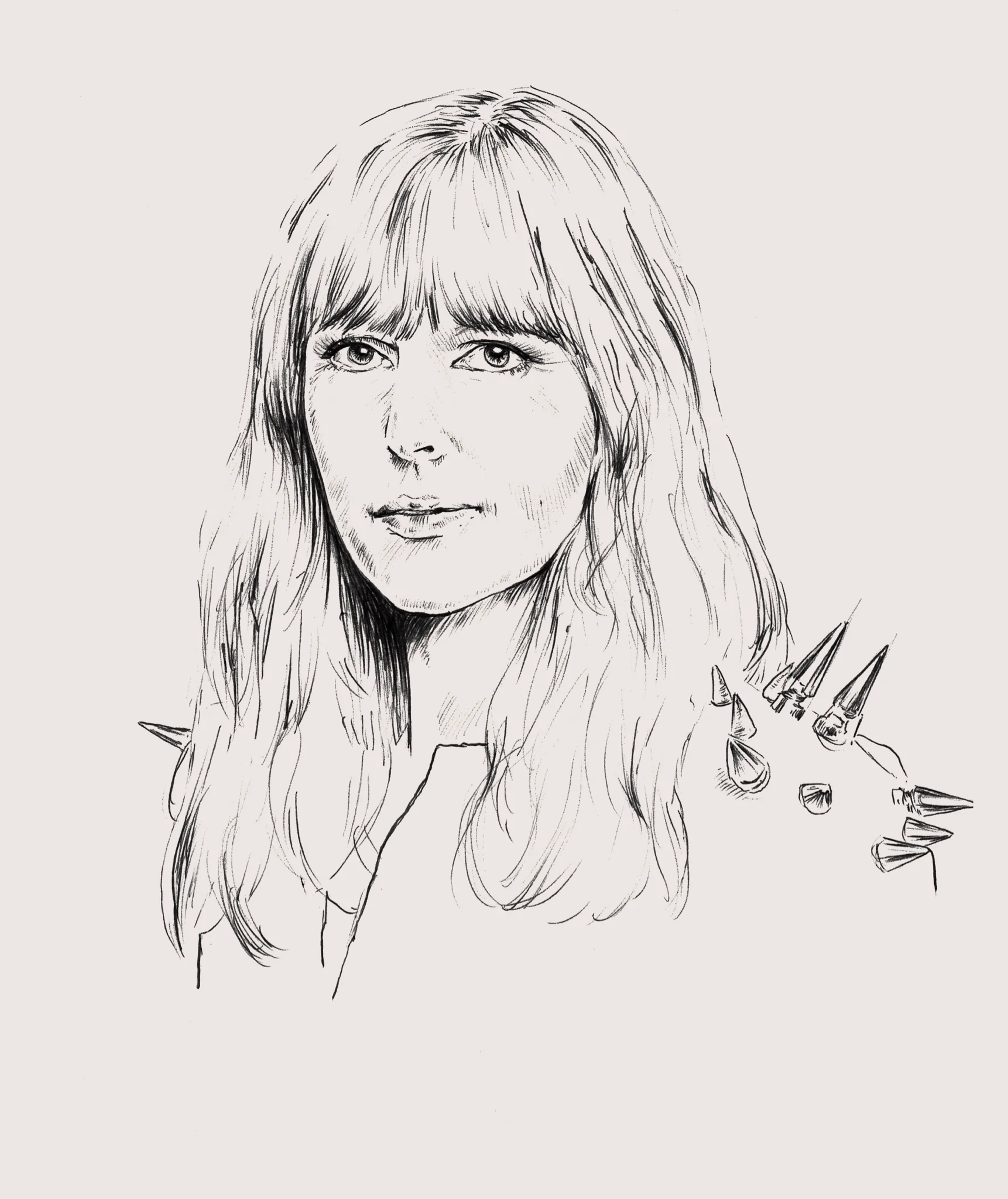 Illustration/Portrait of Virginie Viard by Caroline Marine Hebel for Achtung Mode