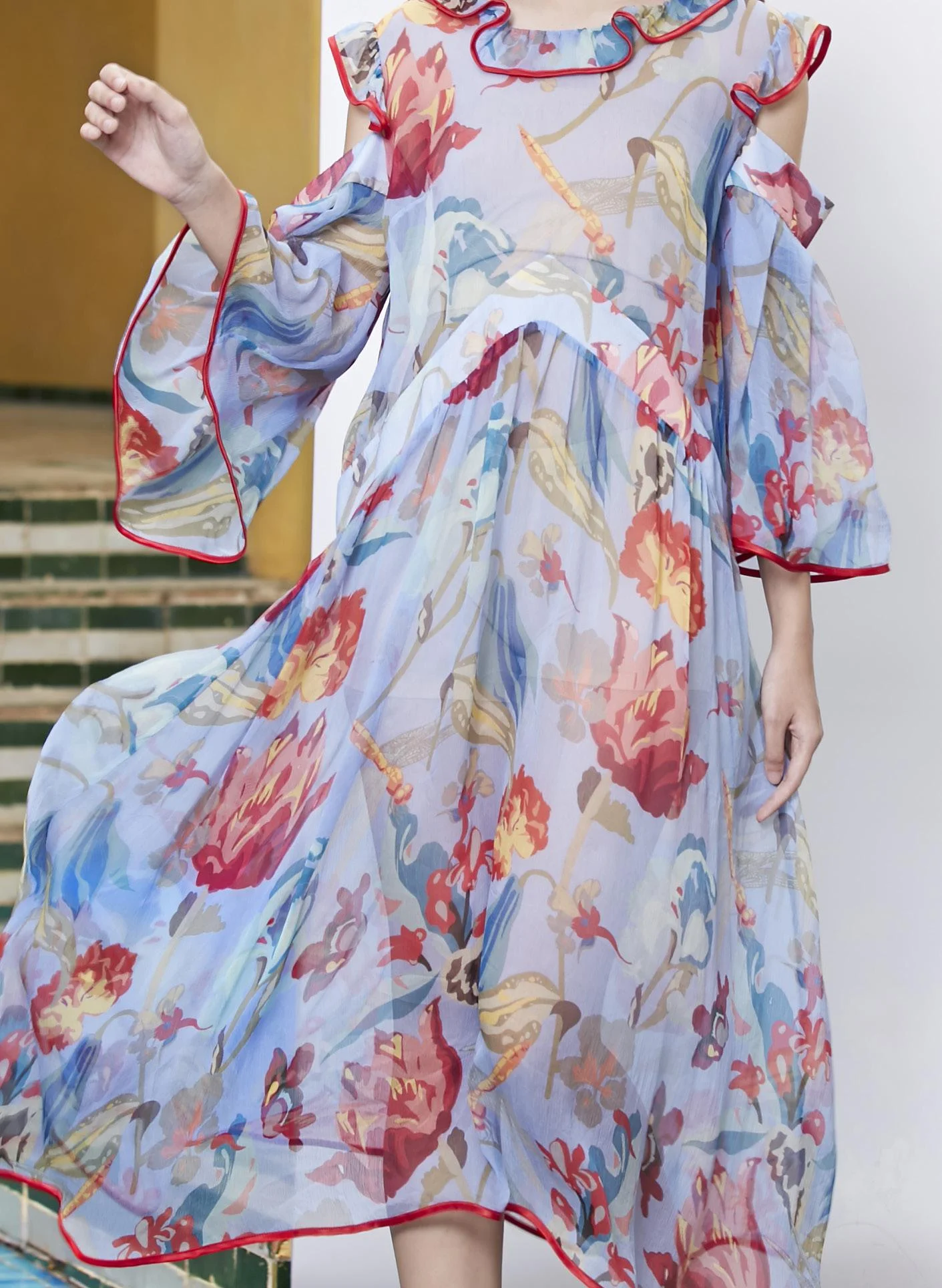 Kittima Multicolours Floral-print Silk Dress