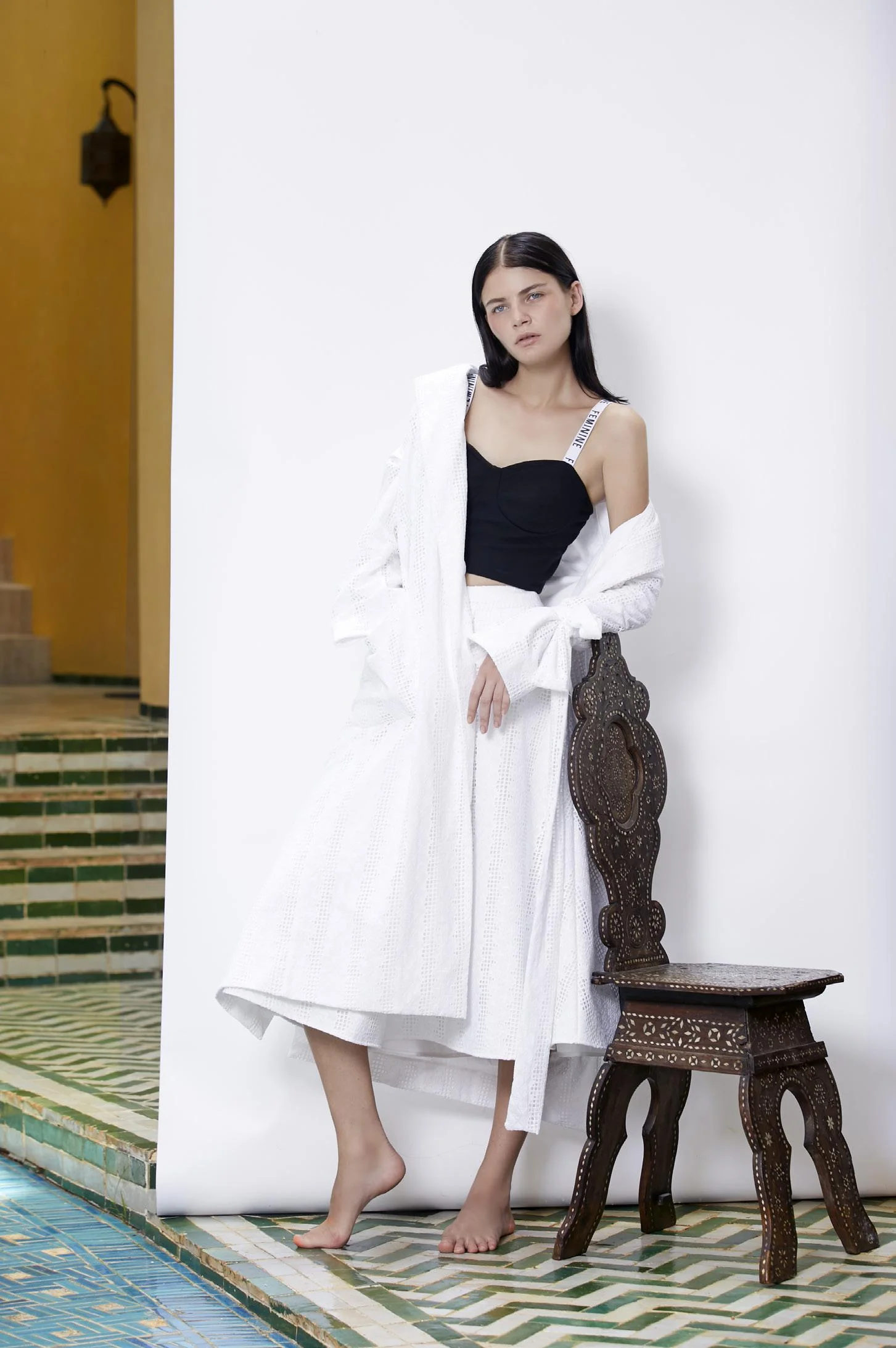 Kittima White Eyelet Cotton Coat