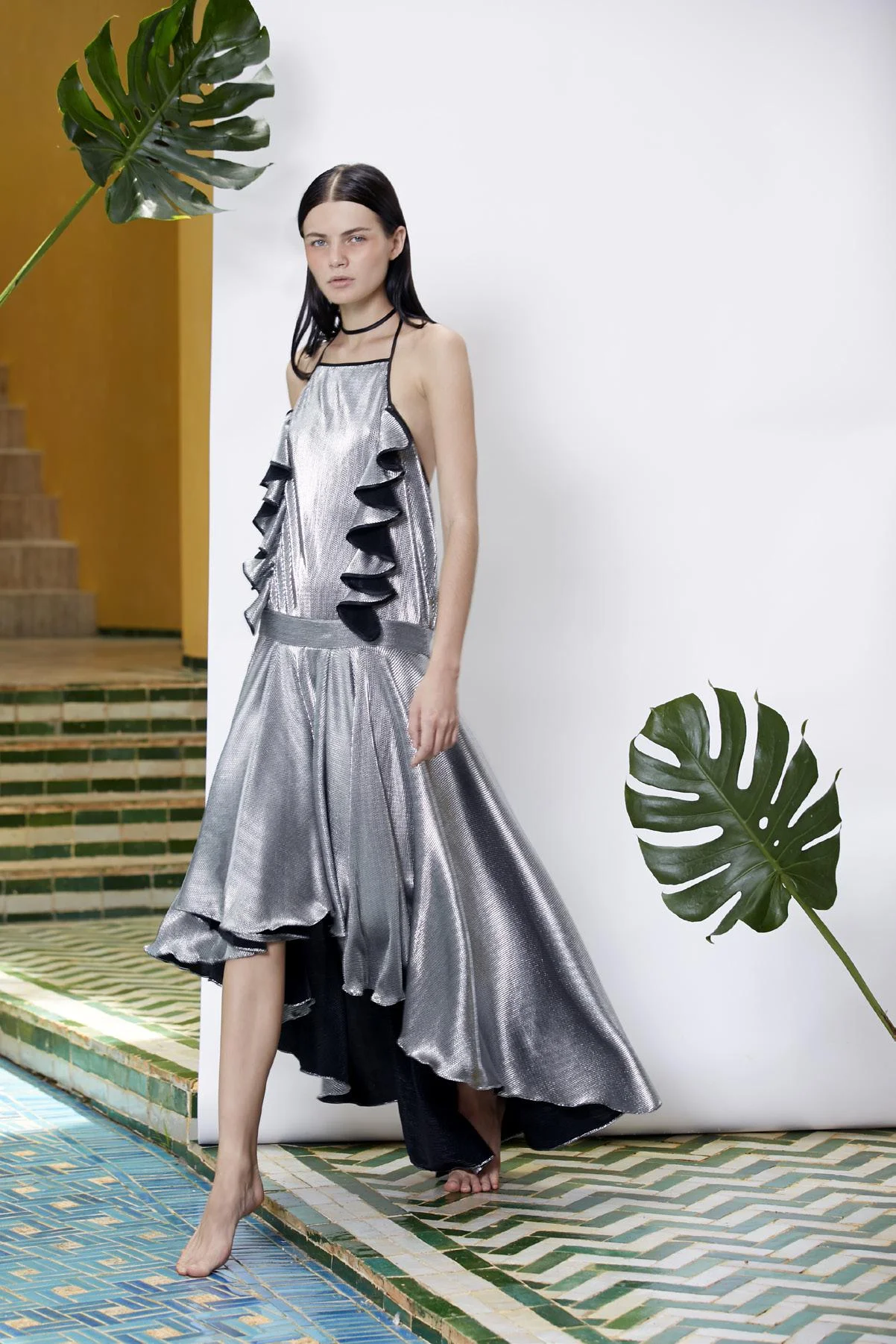 Sparkling Metallic High- Low Dress
