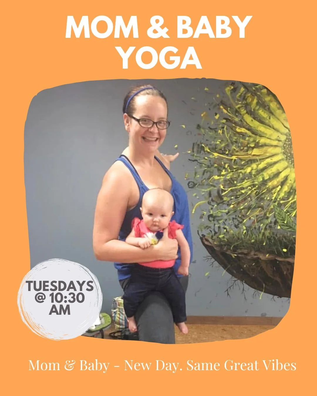 Mom &amp; Baby- Now on Tuesdays at 10:30 AM 💛

This sweet season goes by so fast. Come move, bond, and soak it all in while reconnecting to your body (gently) and meeting some other wonderful mamas that are in the same season on life. 

✨ Babies 6 w